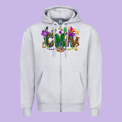 Cma Mardi Gras Cowgirl Zipper Hoodie Designed By Cowgirlartshop