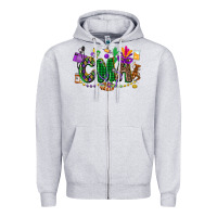 Heather Grey cma mardi gras cowgirl Zipper Hoodie - CowGirlArtShop