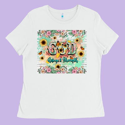 God Is My Refugee And Strength Ladies Tee Designed By Nancycooperartshop