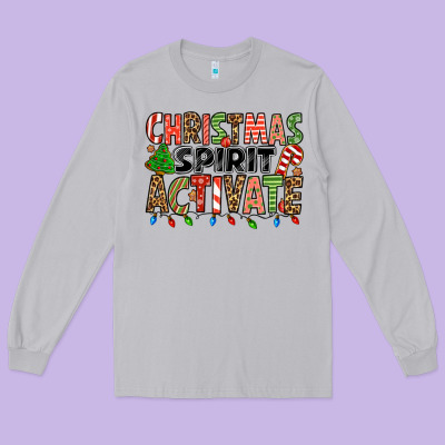 Christmas Spirit Activate Long Sleeve Tee Designed By Jasminsmagicworld
