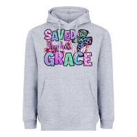 Heather Grey Easter Day Saved by his grace Heavyweight Hoodie - OliviaCreatesArt