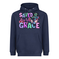 Navy Easter Day Saved by his grace Heavyweight Hoodie - OliviaCreatesArt