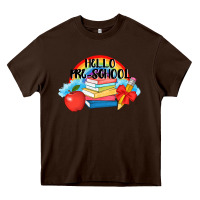 Chocolate Brown Hello Pre School Heavy Core Tee - AdoDesignShop
