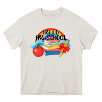 Cream Hello Pre School Heavy Core Tee - AdoDesignShop