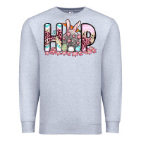 Heather Grey Easter Day Hop bunny Premium Sweatshirt - OliviaCreatesArt