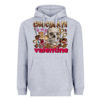 Heather Grey Skull chocolate is my Valentine Heavyweight Hoodie - FaDigitalArtStudio