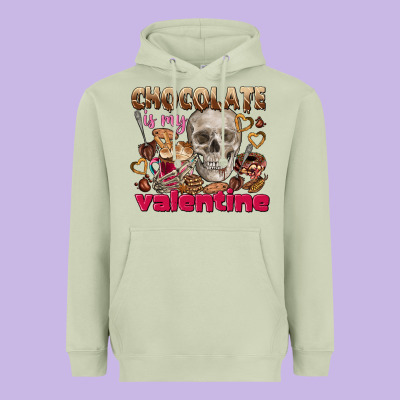 Skull Chocolate Is My Valentine Heavyweight Hoodie Designed By Fadigitalartstudio