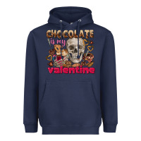 Navy Skull chocolate is my Valentine Heavyweight Hoodie - FaDigitalArtStudio