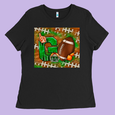 Go American Football Leopard Ladies Tee Designed By Nancycooperartshop