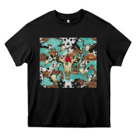 Black bull skull flowers cowhides and leopard Heavy Core Tee - Artiststas