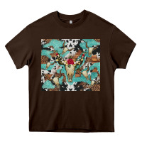 Chocolate Brown bull skull flowers cowhides and leopard Heavy Core Tee - Artiststas