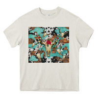 Cream bull skull flowers cowhides and leopard Heavy Core Tee - Artiststas