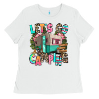 White let's go camping Ladies Tee - RanaPortraitStore
