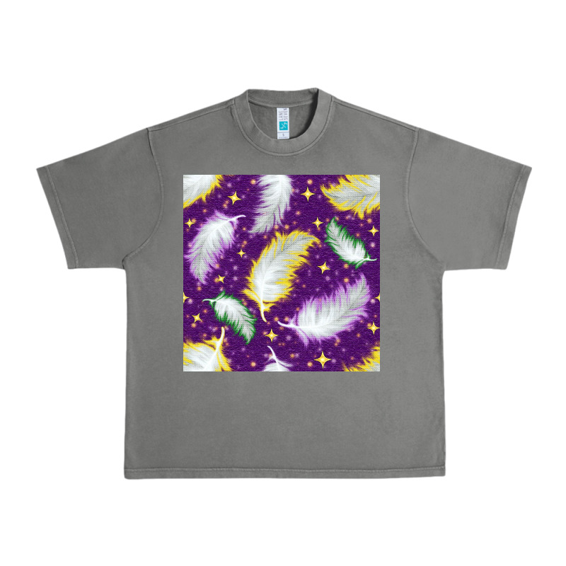 Mardi Gras Feathers Seamless Pattern Urban Heavy Tee by BundleAndBundleShop | Teevron