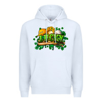 White St. Patrick's Day Baseball Premium Hoodie - HowdyJamesFarm