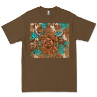 Cacao highland cow turquoise gemstones western patterns Premium Tee - BarkalooDesign