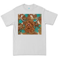 Dove Grey highland cow turquoise gemstones western patterns Premium Tee - BarkalooDesign