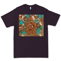 Plum highland cow turquoise gemstones western patterns Premium Tee - BarkalooDesign