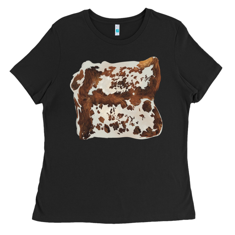 Hand Drawn Cowhide Cow Fur Ladies Tee by BarkalooDesign | Teevron
