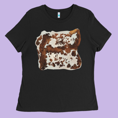 Hand Drawn Cowhide Cow Fur Ladies Tee Designed By Barkaloodesign