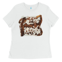 White hand drawn cowhide cow fur Ladies Tee - BarkalooDesign