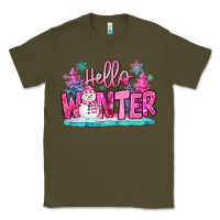 Army Green hello winter pink snowman Classic Tee - MaliasSmallBusiness