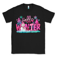 Black hello winter pink snowman Classic Tee - MaliasSmallBusiness