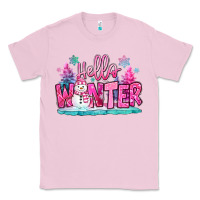 Bubblegum Pink hello winter pink snowman Classic Tee - MaliasSmallBusiness