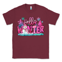Burgundy hello winter pink snowman Classic Tee - MaliasSmallBusiness