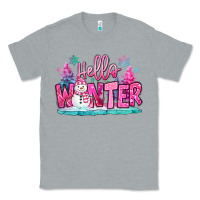 Heather Grey hello winter pink snowman Classic Tee - MaliasSmallBusiness
