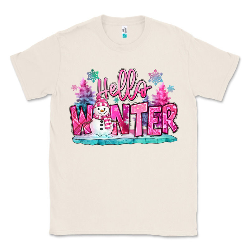 Hello Winter Pink Snowman Classic Tee by MaliasSmallBusiness | Teevron