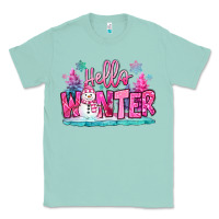 Seafoam hello winter pink snowman Classic Tee - MaliasSmallBusiness