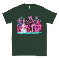 Sports Green hello winter pink snowman Classic Tee - MaliasSmallBusiness