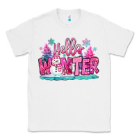 White hello winter pink snowman Classic Tee - MaliasSmallBusiness