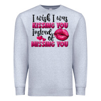 Heather Grey I wish i was kissing you instead of missing you Premium Sweatshirt - FaDigitalArtStudio