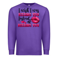 Purple I wish i was kissing you instead of missing you Premium Sweatshirt - FaDigitalArtStudio