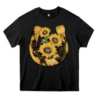 Black horseshoe sunflower camouflage Heavy Core Tee - AdoDesignShop