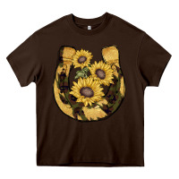 Chocolate Brown horseshoe sunflower camouflage Heavy Core Tee - AdoDesignShop