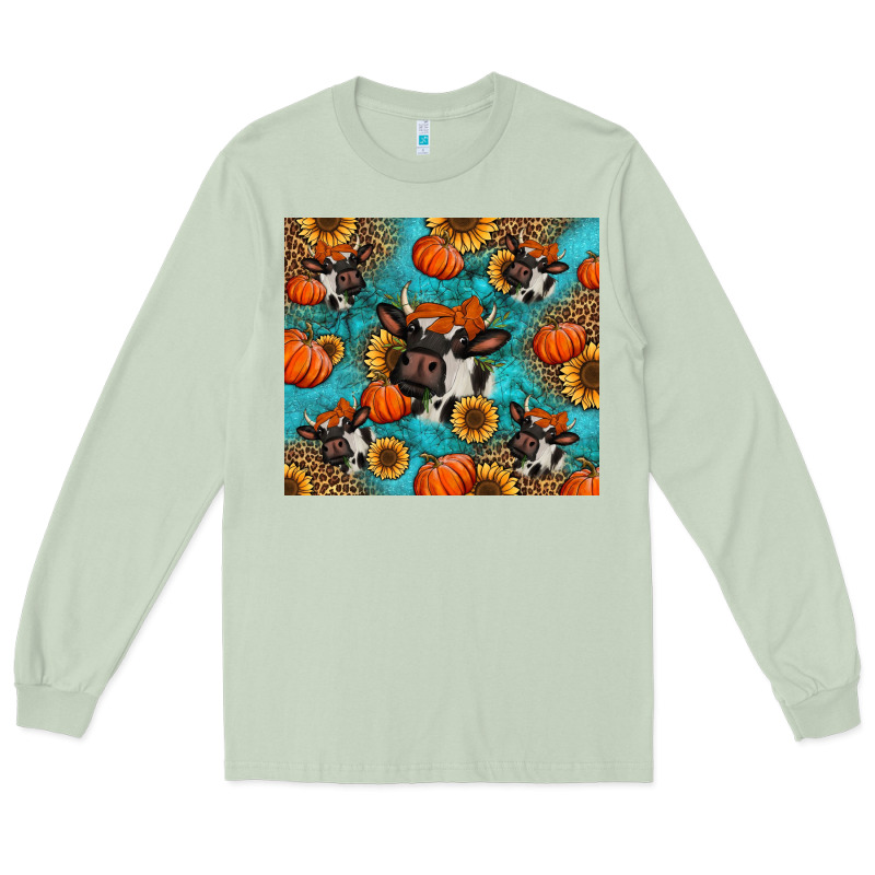 Autumn Pumpkins Holstein Cow Long Sleeve Tee by Jasminsmagicworld | Teevron