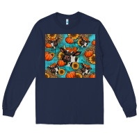 Navy autumn pumpkins holstein cow Long Sleeve Tee - Jasminsmagicworld