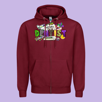 Dentist Mardi Gras Zipper Hoodie Designed By Cowgirlartshop