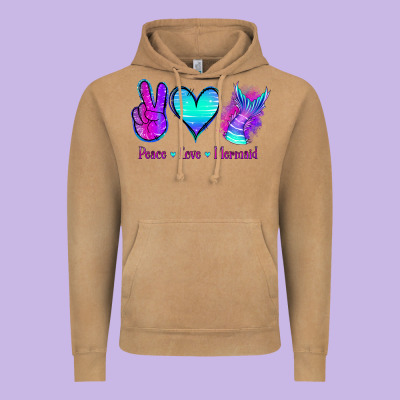 Peace Love Mermaid Vintage Hoodie Designed By Jasminsmagicworld