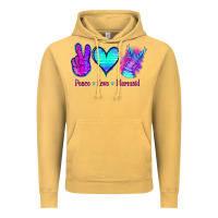 Vintage Mustard Peace Love Mermaid Vintage Hoodie - Jasminsmagicworld