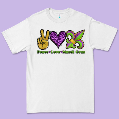 Peace Love Mardi Gras Premium Tee Designed By Jasminsmagicworld