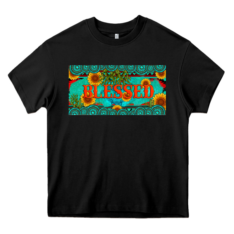 Blessed Turquoise Gemstone Cactus And Sunflower Licanse Plate Heavy Core Tee by Artiststas | Teevron