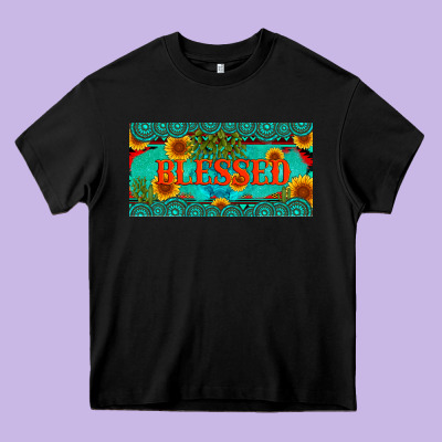 Blessed Turquoise Gemstone Cactus And Sunflower Licanse Plate Heavy Core Tee Designed By Artiststas