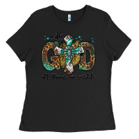 Black with god all things are possible gemstone cross Ladies Tee - Jasminsmagicworld