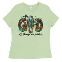 Matcha with god all things are possible gemstone cross Ladies Tee - Jasminsmagicworld