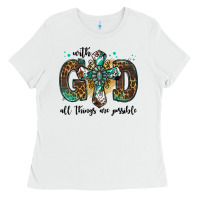 White with god all things are possible gemstone cross Ladies Tee - Jasminsmagicworld
