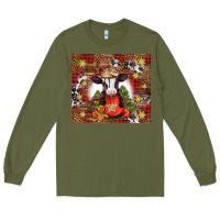 Army Green Christmas baby cow hot cocoa Long Sleeve Tee - Jasminsmagicworld